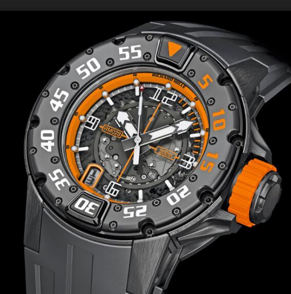 Richard Mille Replica Watch RM 028 Diver Orange Flash Black Titanium